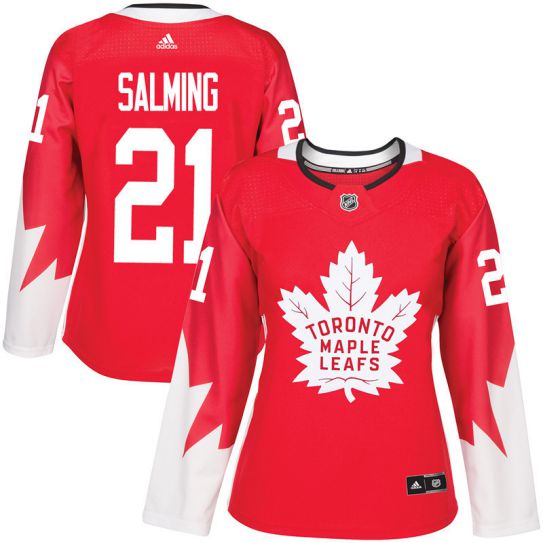 2017 NHL Toronto Maple Leafs women #21 Borje Salming red jersey->->Women Jersey